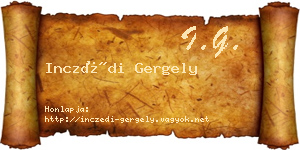 Inczédi Gergely névjegykártya